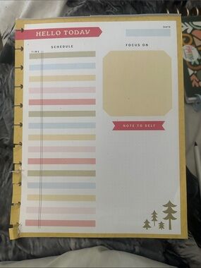 Happy Planner Hello Today Daily Planner Page - Yellow, Pink, Blue, Green